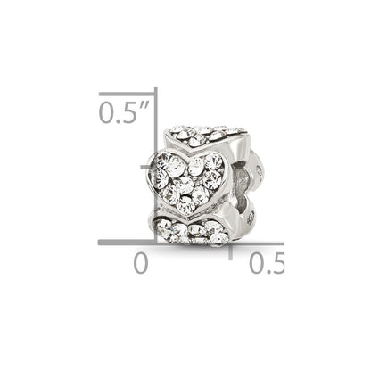 Sterling Silver Reflections Clear Crystal Hearts Bead