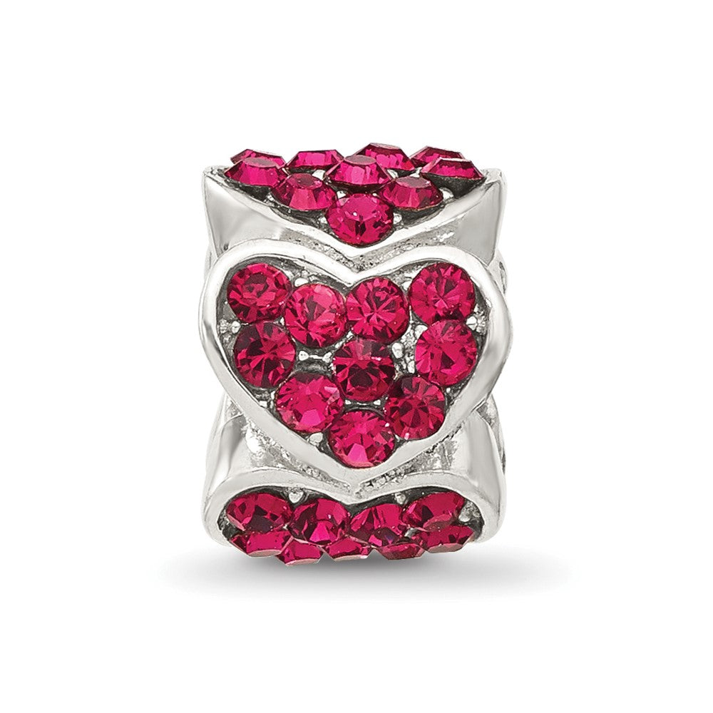 Sterling Silver Reflections Red Crystal Hearts Bead
