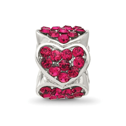 Sterling Silver Reflections Red Crystal Hearts Bead