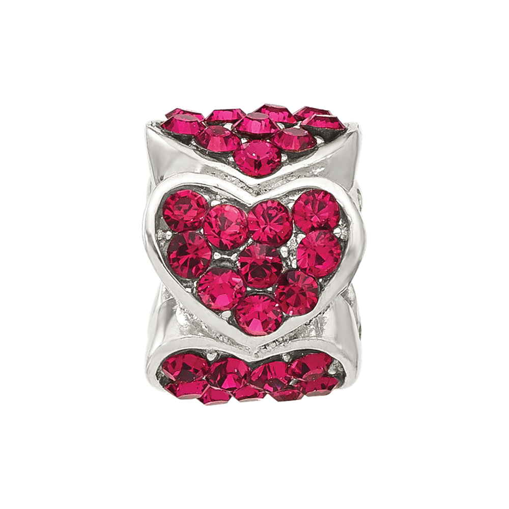 Sterling Silver Reflections Red Crystal Hearts Bead