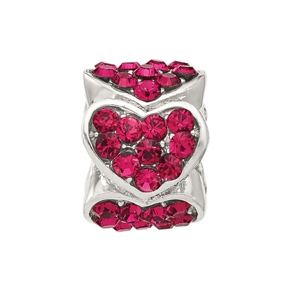 Sterling Silver Reflections Red Crystal Hearts Bead