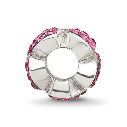 Sterling Silver Reflections Pink Crystal Hearts Bead