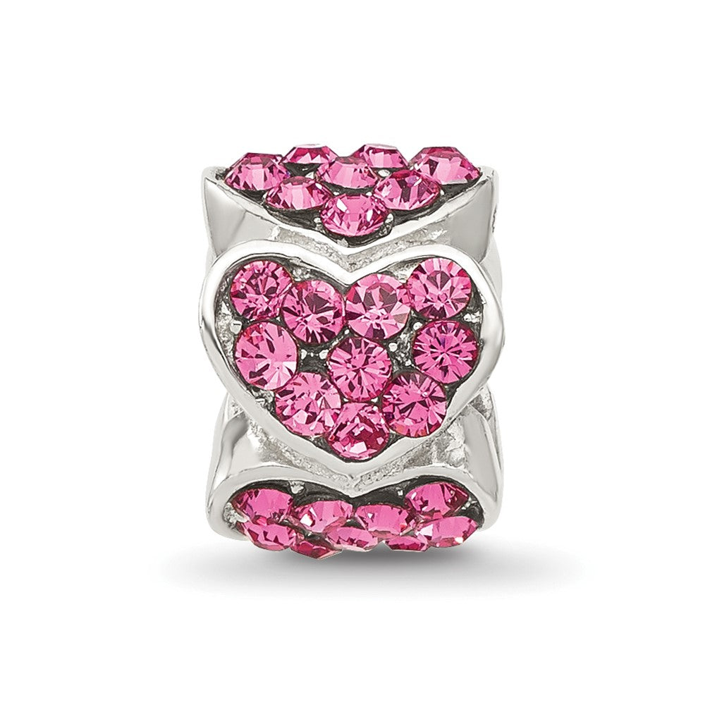 Sterling Silver Reflections Pink Crystal Hearts Bead