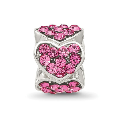 Sterling Silver Reflections Pink Crystal Hearts Bead