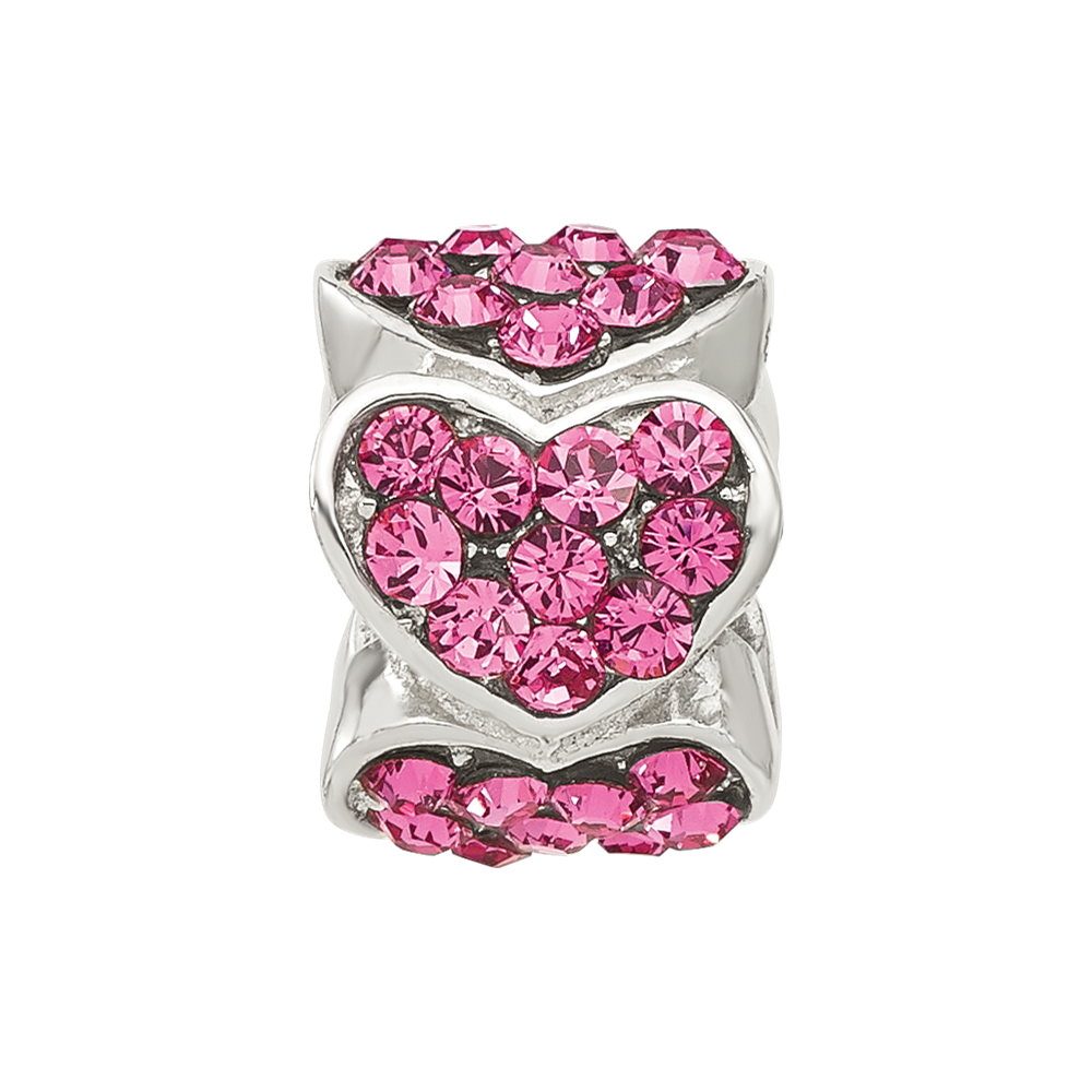 Sterling Silver Reflections Pink Crystal Hearts Bead