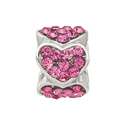 Sterling Silver Reflections Pink Crystal Hearts Bead