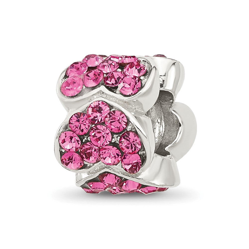 Sterling Silver Reflections Pink Crystal Hearts Bead