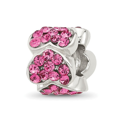 Sterling Silver Reflections Pink Crystal Hearts Bead