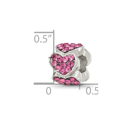 Sterling Silver Reflections Pink Crystal Hearts Bead