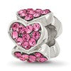 Sterling Silver Reflections Pink Crystal Hearts Bead