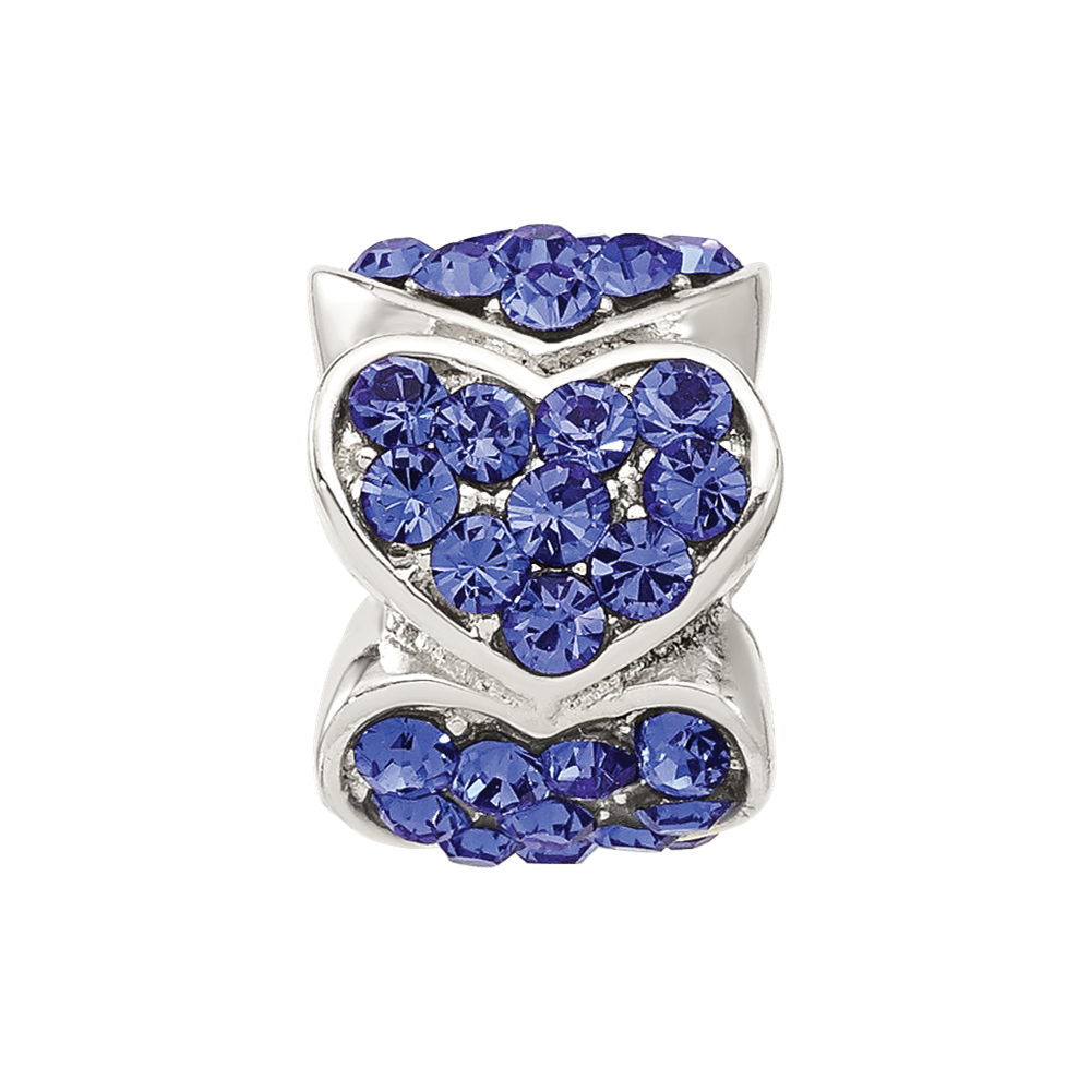 Sterling Silver Reflections Blue Crystal Hearts Bead
