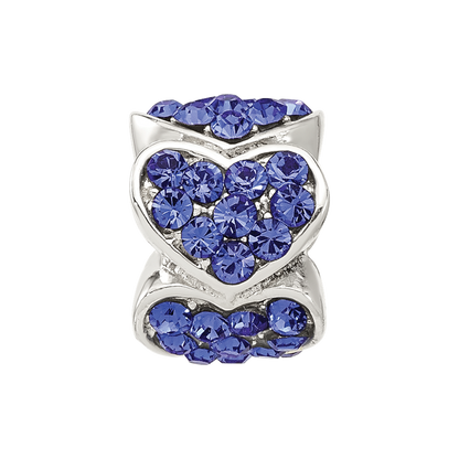 Sterling Silver Reflections Blue Crystal Hearts Bead