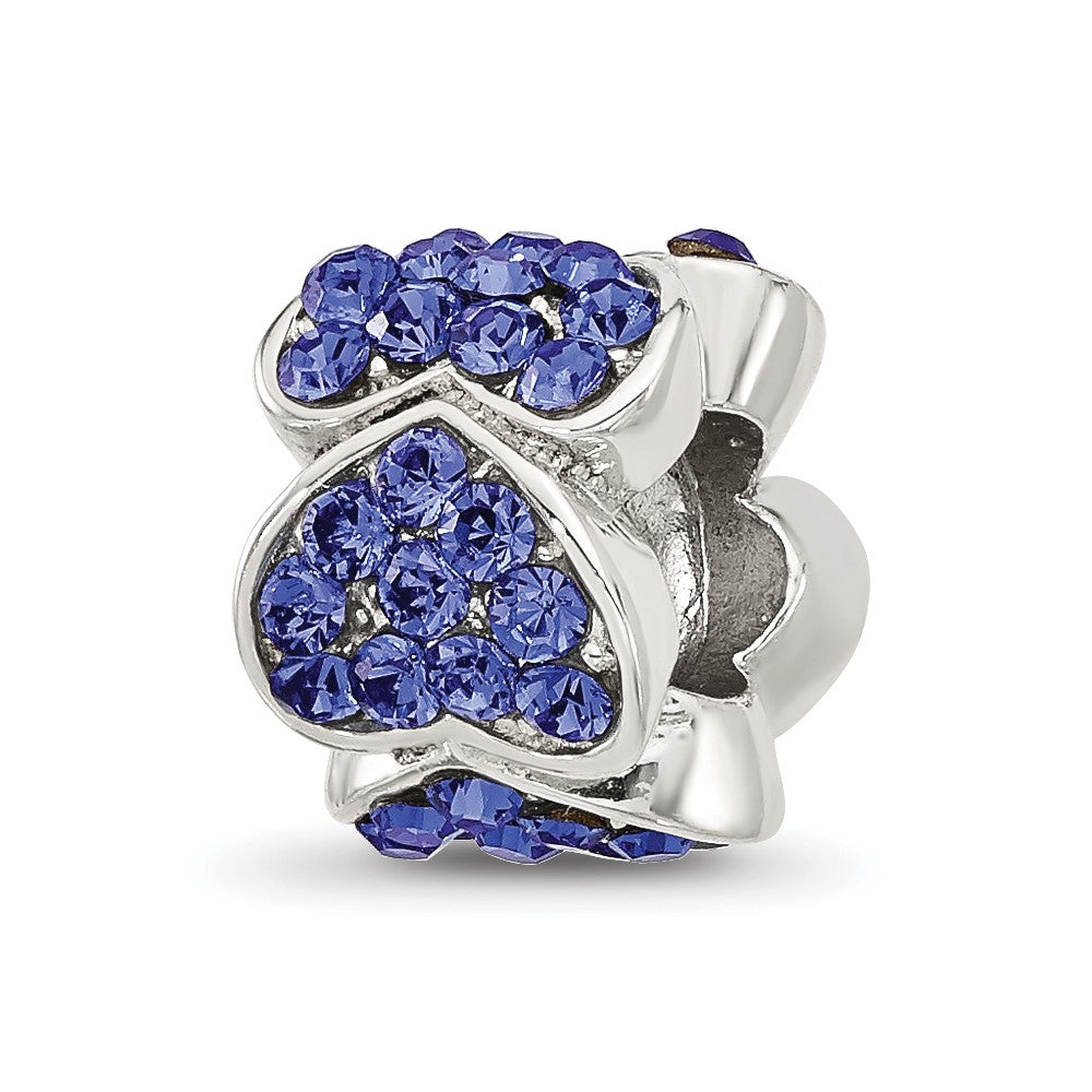 Sterling Silver Reflections Blue Crystal Hearts Bead