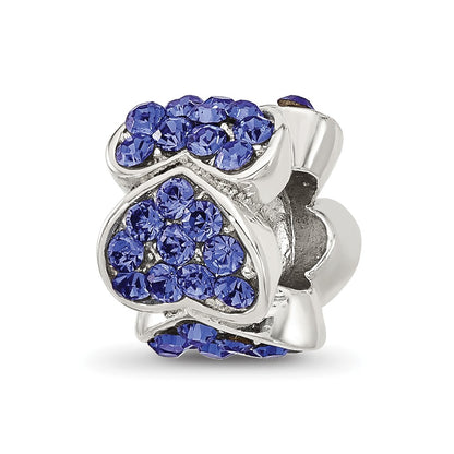 Sterling Silver Reflections Blue Crystal Hearts Bead