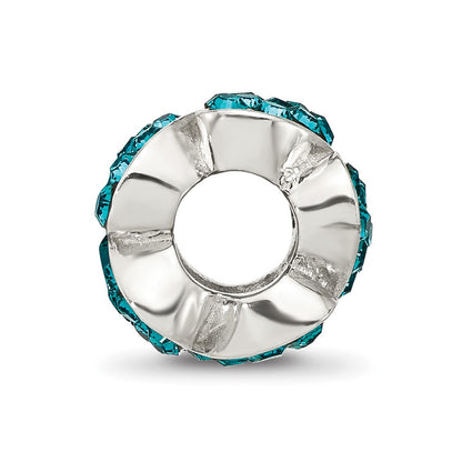 Sterling Silver Reflections Teal Crystal Hearts Bead