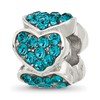 Sterling Silver Reflections Teal Crystal Hearts Bead
