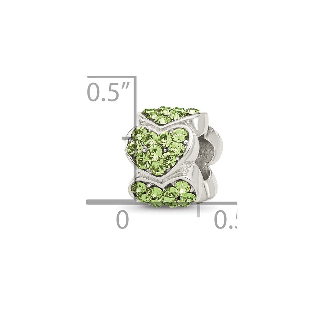 Sterling Silver Reflections Green Crystal Hearts Bead