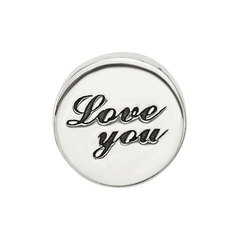 Sterling Silver Reflections Polished Antiqued Love You Circle Bead