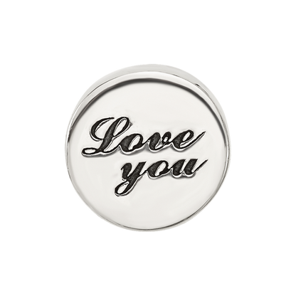 Sterling Silver Reflections Polished Antiqued Love You Circle Bead
