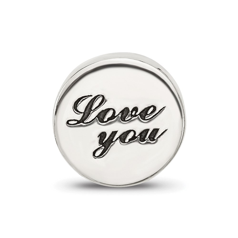 Sterling Silver Reflections Polished Antiqued Love You Circle Bead
