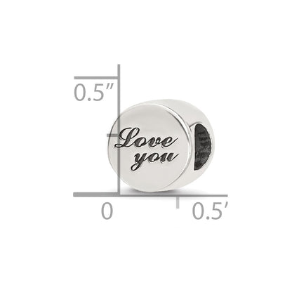 Sterling Silver Reflections Polished Antiqued Love You Circle Bead
