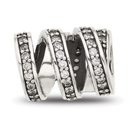 Sterling Silver Reflections Polished CZ Wrap Bead