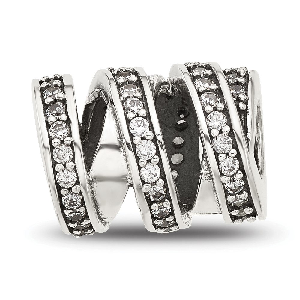 Sterling Silver Reflections Polished CZ Wrap Bead