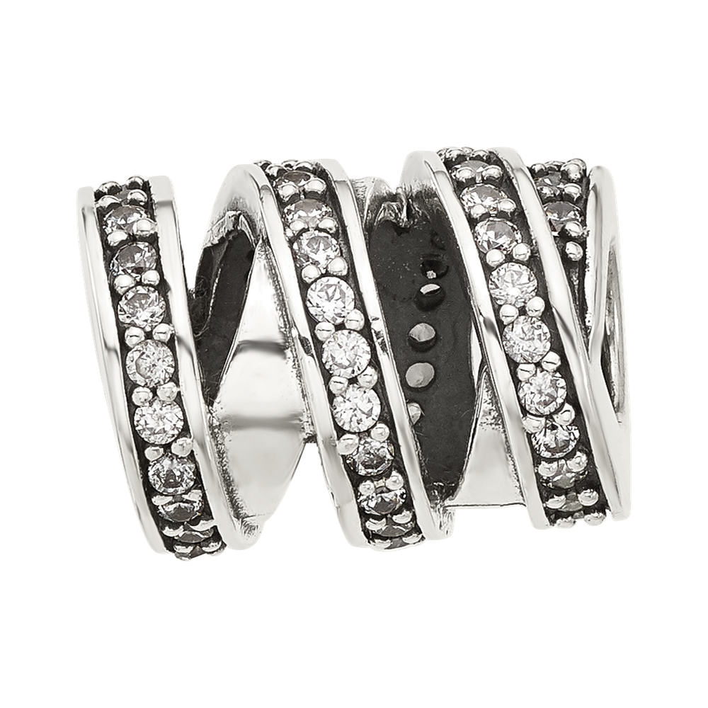 Sterling Silver Reflections Polished CZ Wrap Bead