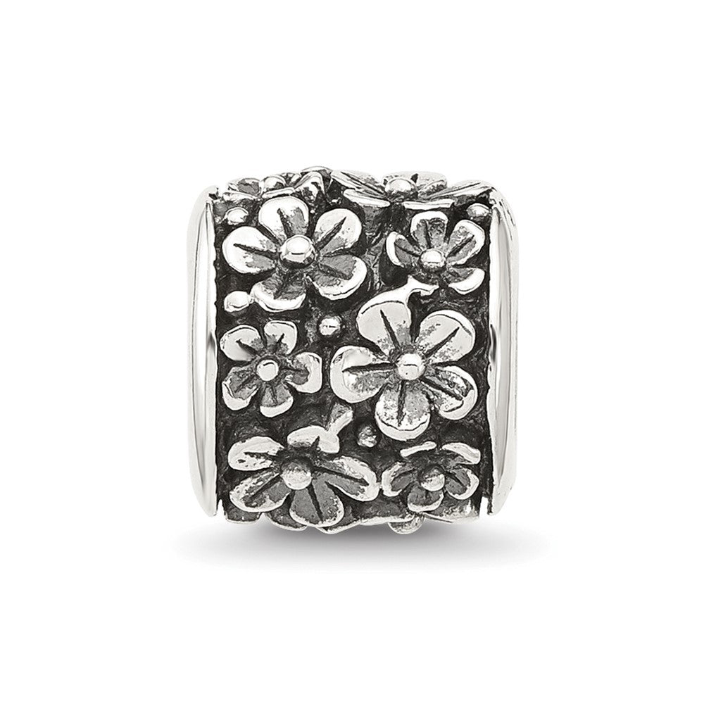 Sterling Silver Reflections Antiqued Floral Bead