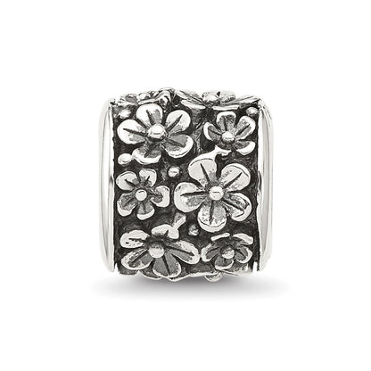 Sterling Silver Reflections Antiqued Floral Bead