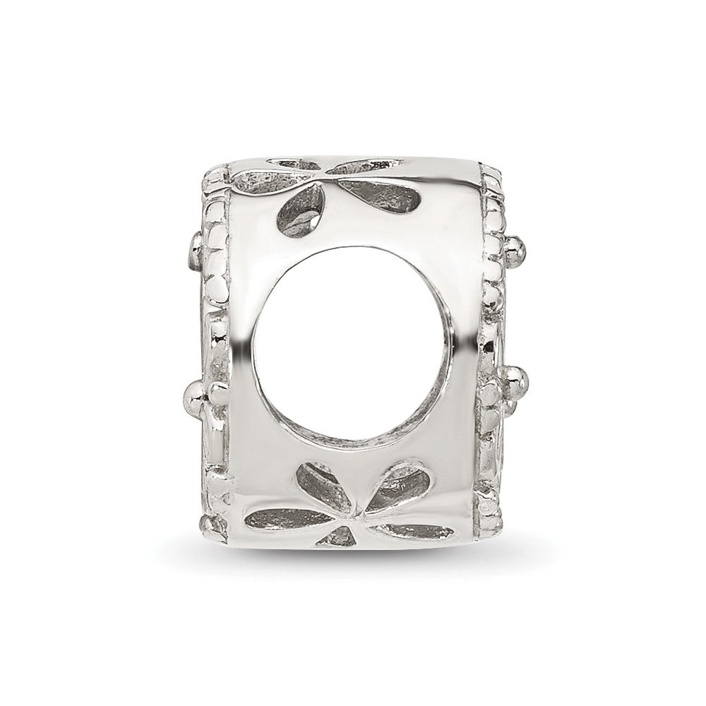 Sterling Silver Reflections White Enameled Floral Circle Bead