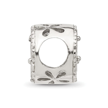 Sterling Silver Reflections White Enameled Floral Circle Bead