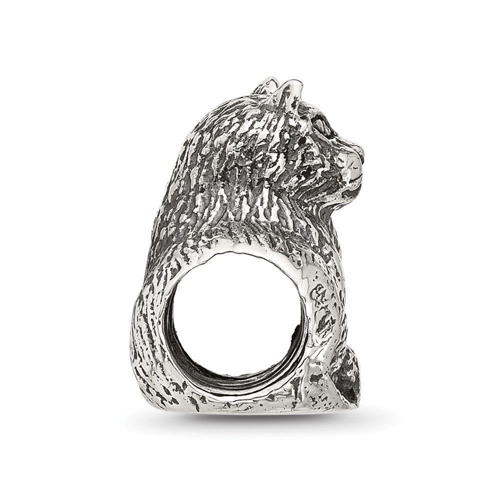 Sterling Silver Reflections Antiqued Cat Bead