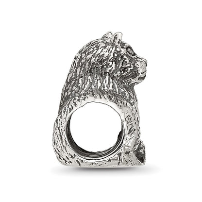 Sterling Silver Reflections Antiqued Cat Bead