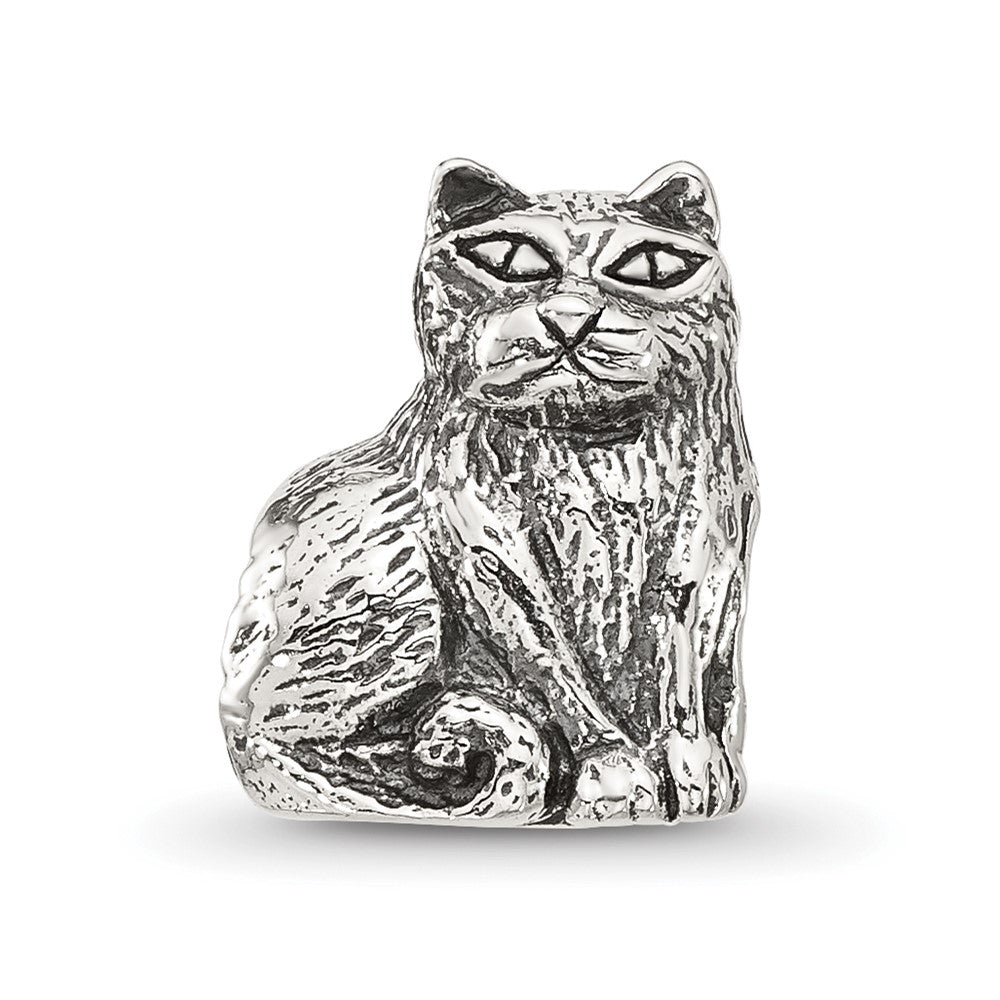 Sterling Silver Reflections Antiqued Cat Bead