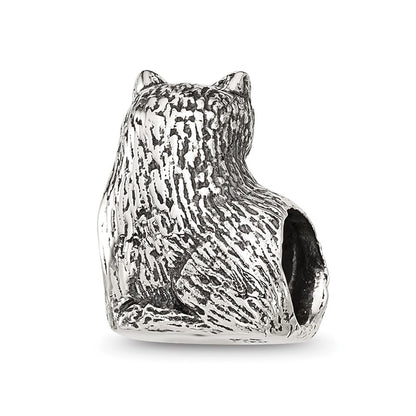 Sterling Silver Reflections Antiqued Cat Bead
