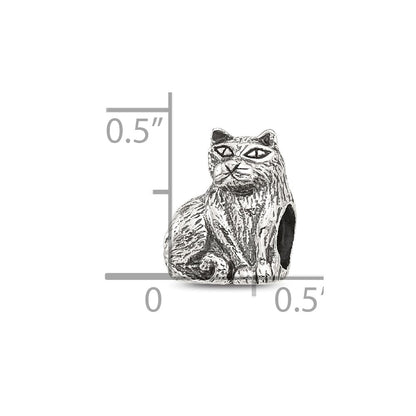 Sterling Silver Reflections Antiqued Cat Bead