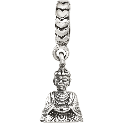 Sterling Silver Reflections Antiqued Budda Dangle Bead