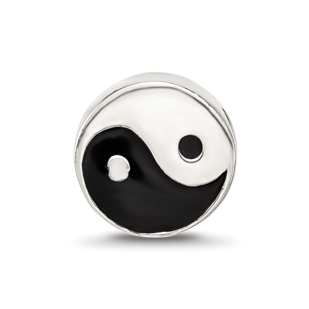 Sterling Silver Reflections Enameled Yin and Yang Circle Bead