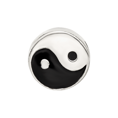 Sterling Silver Reflections Enameled Yin and Yang Circle Bead