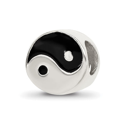 Sterling Silver Reflections Enameled Yin and Yang Circle Bead
