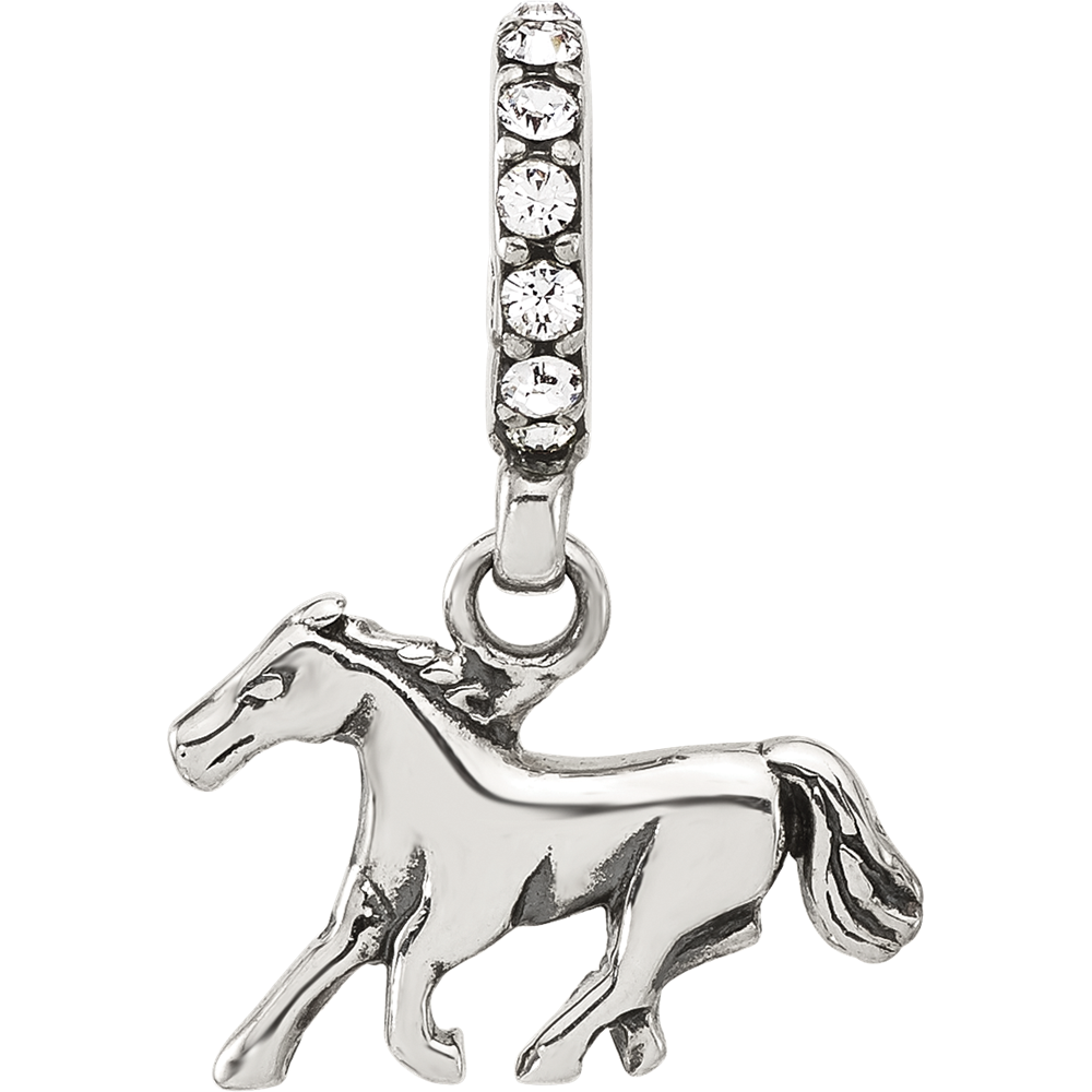 Sterling Silver Reflections Crystal Horse Dangle Bead