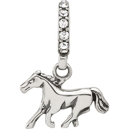 Sterling Silver Reflections Crystal Horse Dangle Bead