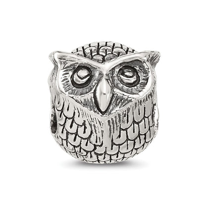 Sterling Silver Reflections Antiqued Owl Bead