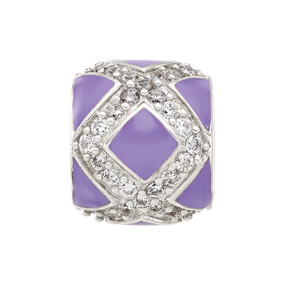 Sterling Silver Reflections Purple and CZ Enameled Design Bead