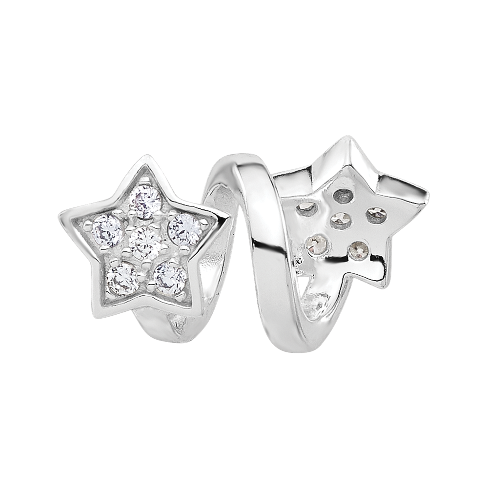 Sterling Silver Reflections Rhodium-plated CZ Star Twist Bead