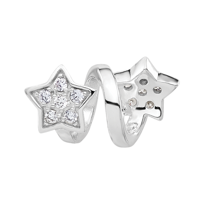 Sterling Silver Reflections Rhodium-plated CZ Star Twist Bead