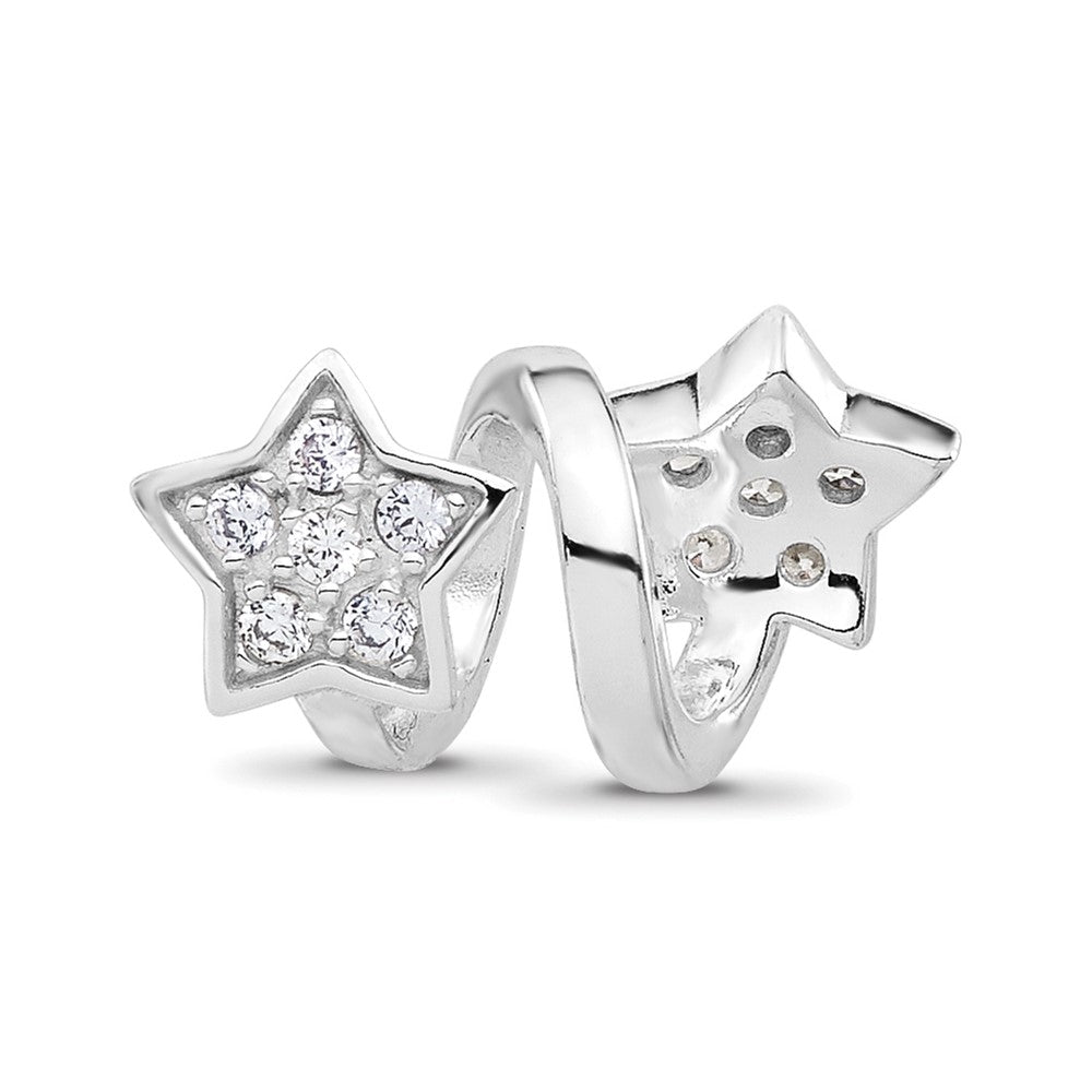Sterling Silver Reflections Rhodium-plated CZ Star Twist Bead