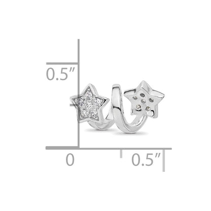 Sterling Silver Reflections Rhodium-plated CZ Star Twist Bead