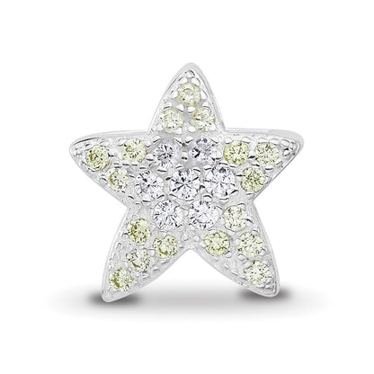 Sterling Silver Reflections Rhodium-plated Yellow & Clear CZ Star Bead